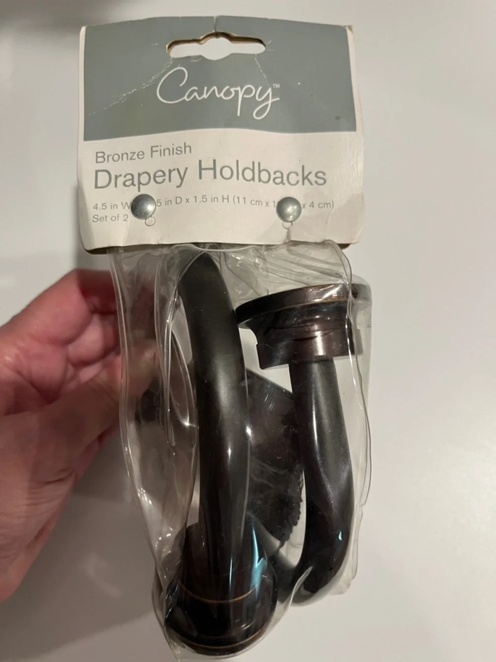 Bronze Finish Drapery Holdbacks - Brown/Black NEW— never opened